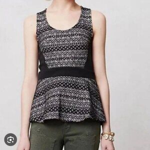 Anthropologie Deletta Peplum Y2K Stretch Lace Structured Sleeveless Boho Top M